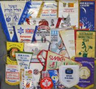 Basketball – a large collection of basketball official and souvenir pennants from the 1950s