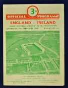 1948 Ireland Rugby Grand Slam Season. 1948 England v Ireland rugby programme played on Saturday 14th
