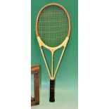 Scarce Hazells Streamline Blue Star white tennis racket – with full cream laminated shoulders and