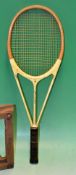 Scarce Hazells Streamline Blue Star white tennis racket – with full cream laminated shoulders and