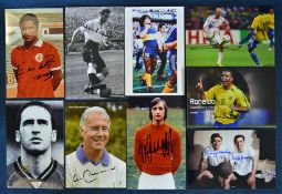 Assorted collection of Football autographs on various photographs or prints including legends such