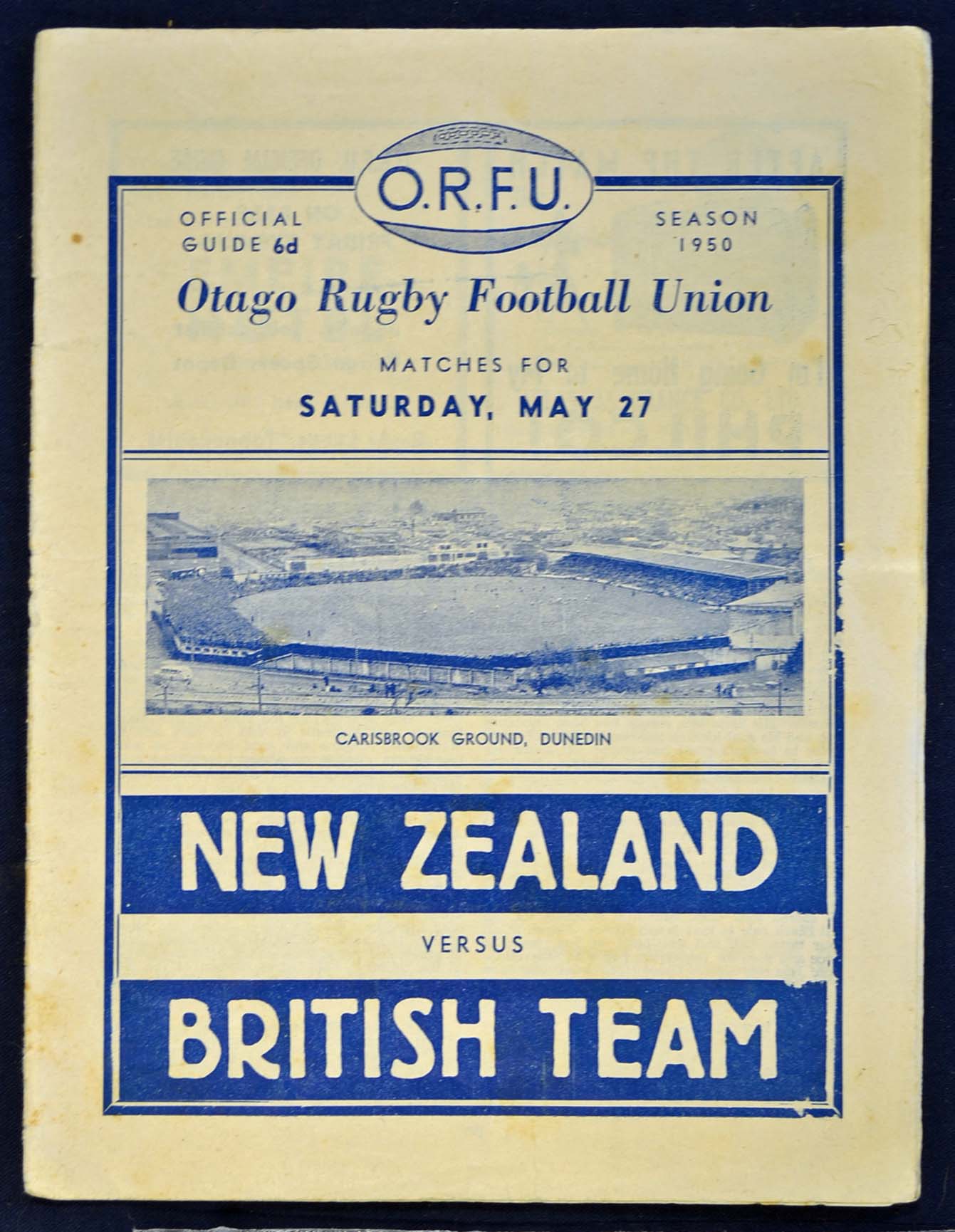 1950 British Lions v New Zealand rugby programme – 1st test match played on 27th May at Carisbrooke, - Image 2 of 2