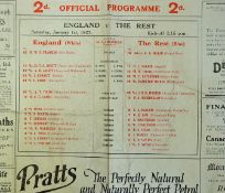 1927 England v The Rest (Trials Match) rugby programme - played on January 1st - large single folded