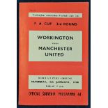 1957/58 Workington v Manchester United FA Cup 3rd Round football programme G