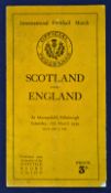 1939 Scotland v England rugby programme - played at Murrayfield 18th March - complete but very