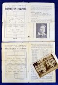 1932/1933 Warrington v Salford and 1938/39 Warrington v Salford rugby league match programmes,