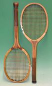 Fine and scarce “British Manufacture A Star” The Imp wooden fish tail tennis racket - the handle