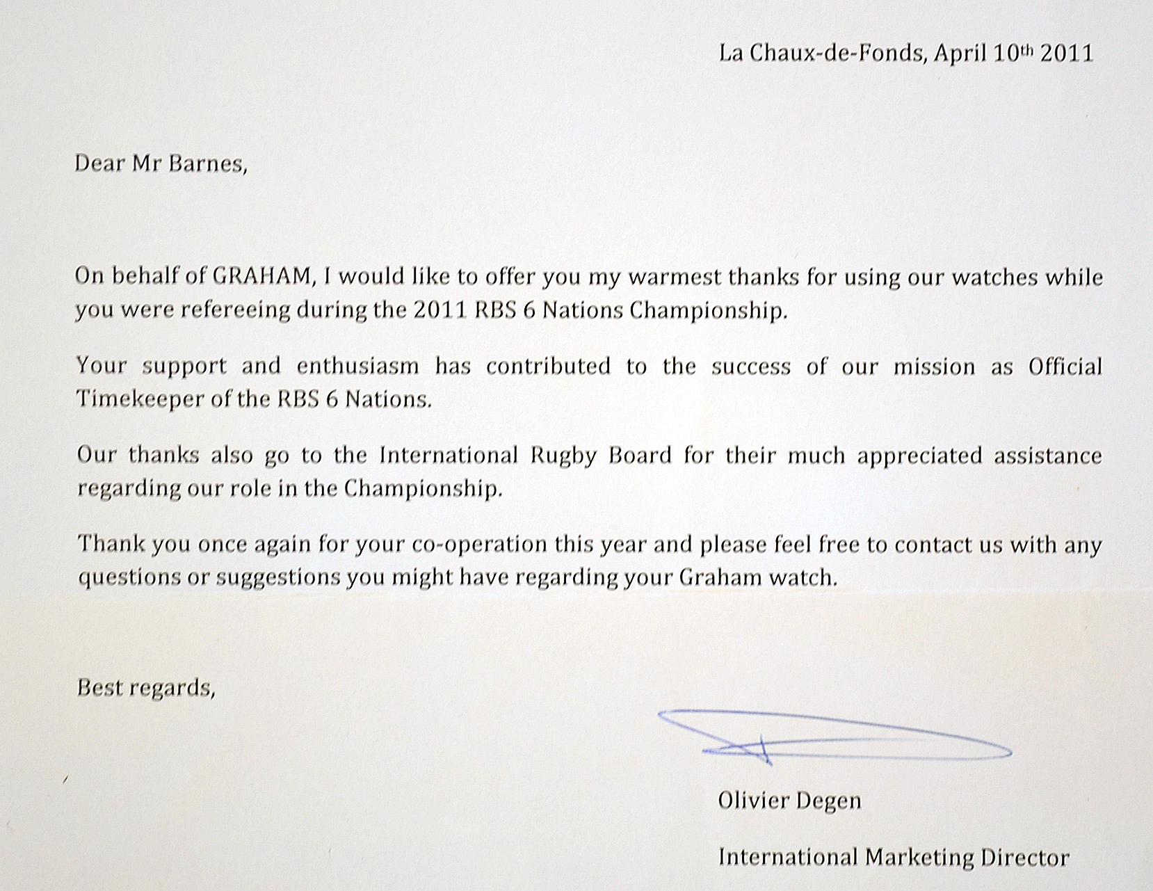 Rare Graham London Official RBS 6 Nations Time Keepers Sponsors Referee Match Watch. Rare Graham - Image 11 of 16