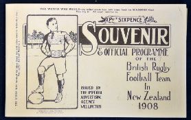 Rare 1908 British Isles Rugby Football Team in New Zealand Souvenir and Official programme which was