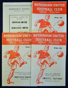 Rotherham United football programmes F.L. Cup 1960/61 v Bristol Rovers x2, 1961/62 v Preston NE,
