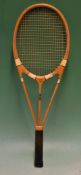 Fine and scarce Hazells Streamline Green Star tennis racket, c/w green whipping, green makers decal,