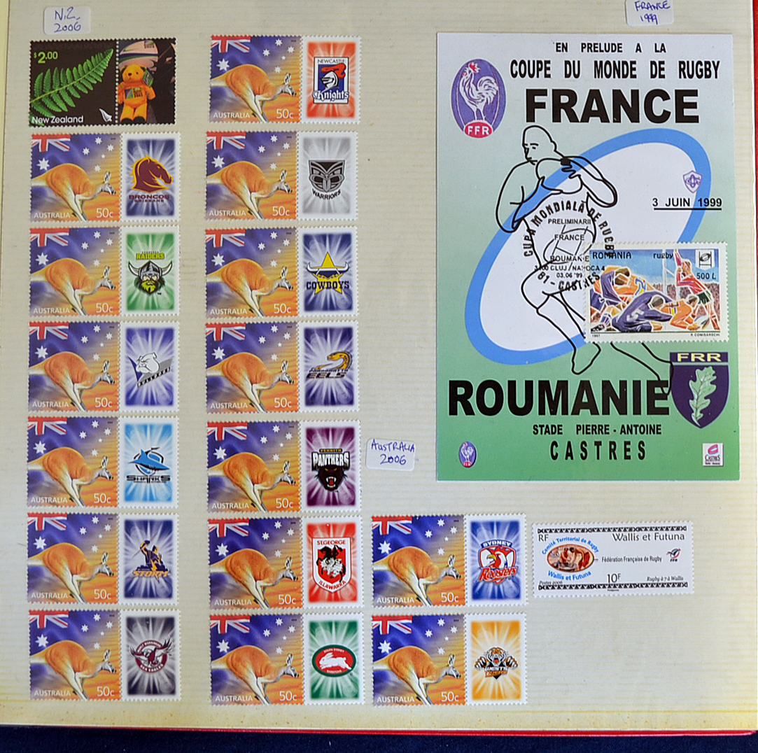 Assorted Quantity of rugby related stamps 2000s including some FDC’s within an album, mainly - Image 2 of 18