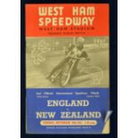1953 England v New Zealand Speedway programme - 2nd official International Speedway Match-Re-Run,