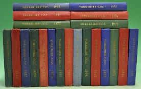 Collection Yorkshire County Cricket Club Yearbooks from 1955 to 1975 – original pictorial cloth