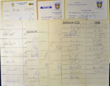 Collection of 1995 onwards Durham CCC signed team sheets featuring players such as Boon,