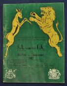 1962 South Africa v Lions rugby programme first test dated 16/05/1962 at Cape Town with no