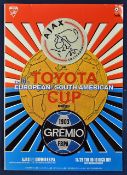 1995 World Club Final Toyoto Cup football programme Ajax v Gremio (Brazil) in Tokyo (G)