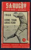 1968 South Africa v British Lions National Souvenir rugby programme with 1st Test insert dated 08/