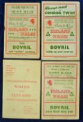 4x post war 1940s Wales v Ireland rugby programmes - to include ‘46 (Victory Int) at Cardiff Arms