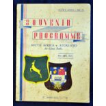 1937 South Africa v Auckland rugby programme - played at Eden Park on 24th July with the South