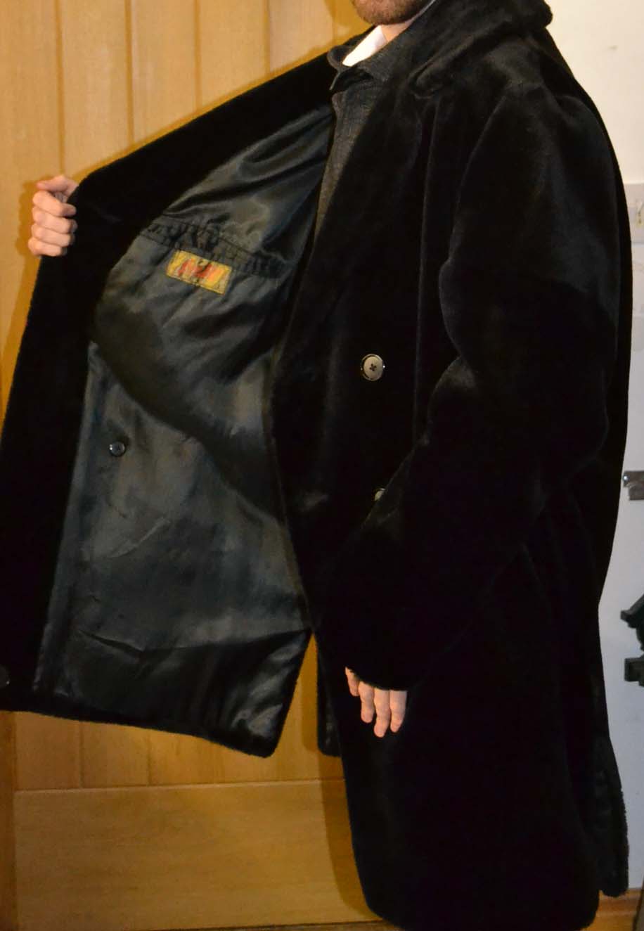 Legendary George Best jacket in black faux fur, a double breasted Italian styled jacket, believed to - Image 4 of 5