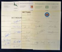 Selection of 1994 onwards Nottinghamshire CCC signed team sheets and cards featuring Robinson,