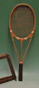 Early Hazells Streamline Red Star tennis racket - complete with red whipping and the remains of
