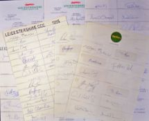 Selection of 1992 onwards Leicestershire CCC signed team sheets and cards featuring Briers, Cronje