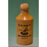 Yachting - An early “Beverage Co, Exeter” stoneware glazed cider bottle titled “The Yacht”