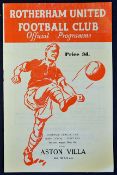 1961 The first F.L. Cup Final football programme Rotherham United v Aston Villa 22 August 1961 at