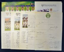 Selection of 1994 onwards Worcestershire CCC signed team sheets and cards featuring Curtis, D’