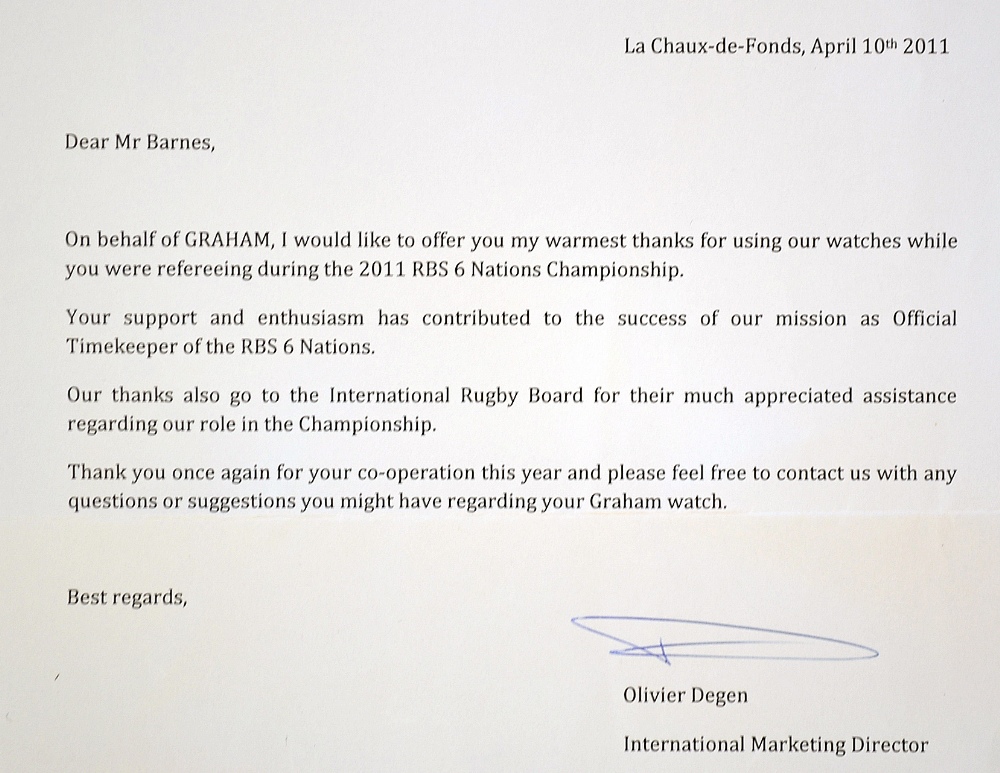 Rare Graham London Official RBS 6 Nations Time Keepers Sponsors Referee Match Watch. Rare Graham - Image 13 of 16