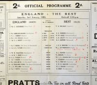 1925 England v The Rest (Trials Match) rugby programme - played on Saturday 2nd January - large