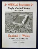 1931 Wales Rugby 1st Championship Season for 8 years. 1931 England v Wales rugby programme -