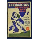 1931/32 South African Springboks Illustrated Souvenir programme of the tour to England, Ireland