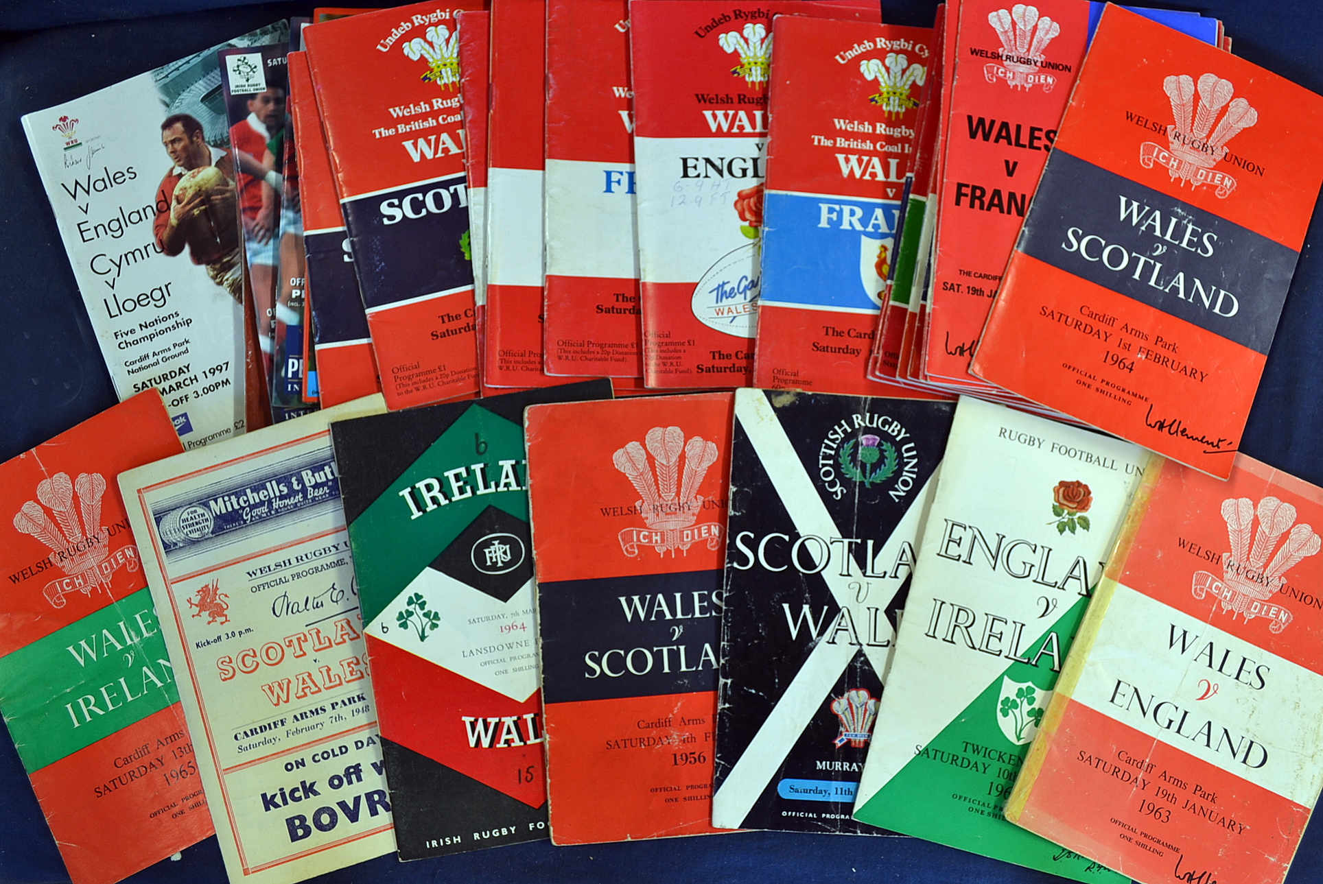Collection of Wales Five Nations rugby international programmes from 1948 onwards mostly from the ‘