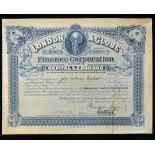 1900 London & Globe Finance Corporation Ltd Certificate of Forty Shares dated 18th January (Gold