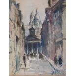 French School 20th Century Side street in Montmartre near the Sacre Coeur. Indistinctly signed and