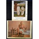 2 x M K Gandhi Poster prints featuring Gandhi and his wife Bengali c1930s, size 17 x 23cm with