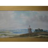 Earp, British. Mill in an extensive landscape. Indistinctly signed. Watercolour on paper 9"x 20"