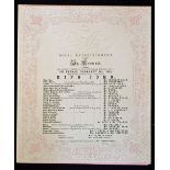 1852 Royal Entertainment at Windsor Castle of Shakespeare's "King John" dated 6th February