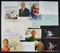 Mixed selection of Autographs featuring Ranulph Fiennes, Stirling Moss, Bill Nicholson, Bill Wilson,