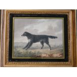 English School. A pointer in a landscape. Watercolour on paper 7 ½"x 9 ½" Gilt and verre-eglomise