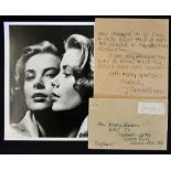 1977 Signed Princess Grace of Monaco hand written letter c/w black and white print 20 x 26cm, the