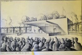 Artists Impressions c1940s Bandstand and Open Air theatre and Library Hall and Technical School hand