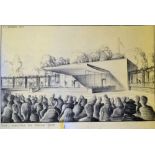 Artists Impressions c1940s Bandstand and Open Air theatre and Library Hall and Technical School hand