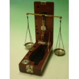 A set of Jeweller's Scales. Seederer- Kohlbusch, Jersey City, USA The case 6" long. Two weights