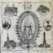 Blackpool Great Ferris Wheel c1902 large Souvenir Printed Cloth depicting a fine illustration of the