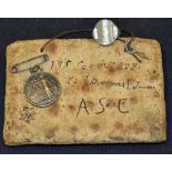 WWI Hard Tac Biscuit having dedication 109th Company 24th division A.S.C. Army Service Corps, t/w