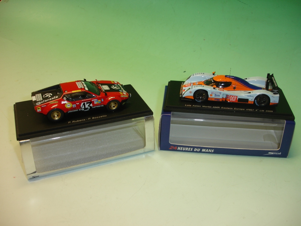 Two Minimax Spark Models 1/43rd scale. De Tomaso Pantera no.43 LM 1975; Lola Aston Martin AMR